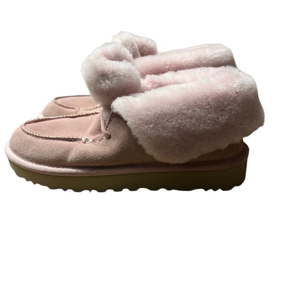 UGG Alana Wool Collar Ankle Sheepskin Boots in Pink Size 6 - Picture 3 of 7